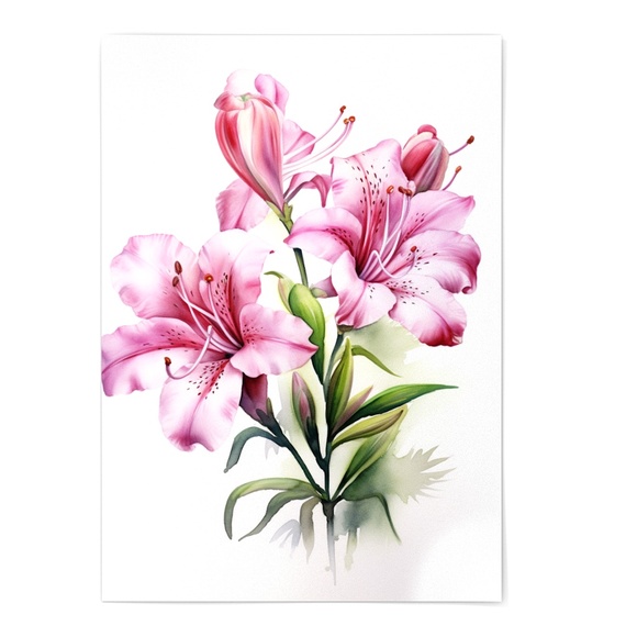 Watercolor Azalea Wall Art Illustration Print Poster Unframed - Picture 2 of 5